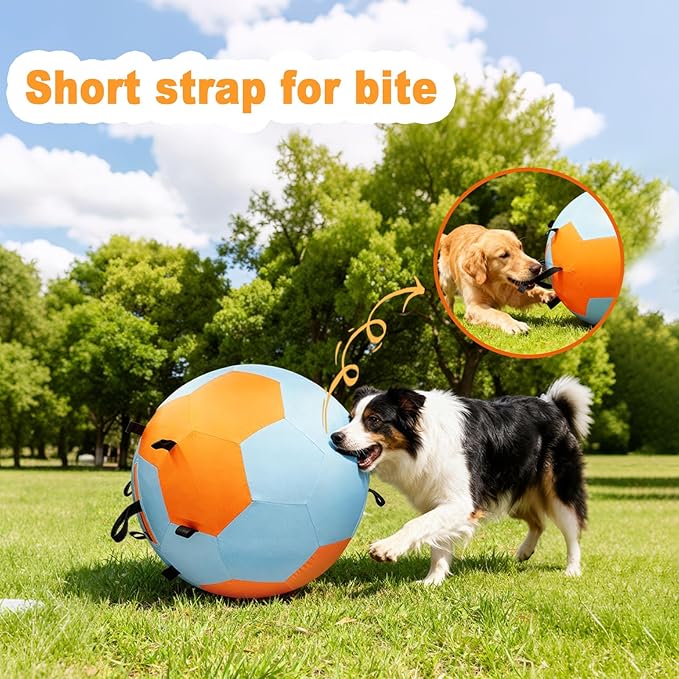 Herding Balls for Dogs, 25 inch Herding Ball for Australian Shepherd, Interactive Herding Ball for Exercise & Mental Stimulation, Outdoor Training Dog Toys with Strap, Blue&Orange