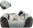 Miguel Washable Dog Bed with Removable Cushion for Medium Small Dogs, Easy to Wash Pet Sofa Bed with Side, Rectangle Bolster Cat Bed Calming Cuddle Puppy Bed with Anti-Slip Bottom, Gray 25 Inch
