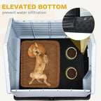 DWVO Plastic Dog House, Weatherproof Outdoor/Indoor Doghouse, Puppy Kennel with Air Vents and Elevated Floor