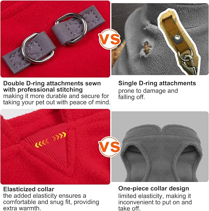BEAUTYZOO Dog Fleece Vest Sweater Winter Jacket for Small and Medium Large Dogs with D-Ring Leash Cold Weather Coat Hoodie for XS S M Dogs Boy or Girls, Red XL
