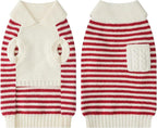 Small Dog Sweater, Knitted Striped Pullover Dog Clothes for Cold Weather, Thick Warm Cozy Stretchy Sweater for Chihuahua, Bulldog, Dachshund, Pug(Red & White Strip, S)