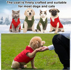 Syhood 2 Pieces Dog Jacket 2 Layers Fleece Lined Dog Jacket Warm Soft Windproof Small Pet Coat for Winter Cold Weather(M,Red,Green)