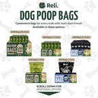 Reli. Biodegradable Dog Poop Bags w/Holder (360 Count - 24 Rolls) | 9x13" Large Dog Bags for Poop w/Dispenser | Green Eco-Friendly | Oxobiodegradable Pet Waste Disposal Refills (Unscented)