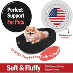 Majestic Pet 24 Inch Suede Calming Dog Bed Washable 24x19x7 (Inch) – Cozy Soft Round Donut Dog Bed with Spine Support for Dogs to Rest Their Head - Pet Bed Small – Black (2025)