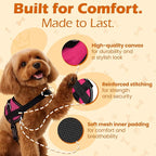 Bark Appeal Pink No-Pull Dog Harness for Small to Medium Sized Pets – Adjustable, Reflective Vest with 3 Leash Clips for Added Control, Easy Walks & Training – Medium