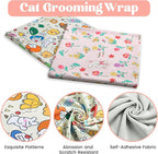 Cat Grooming Wrap, Anti-Escape Cat Wrap for Grooming, Not Easy to Break Free, Self-Adhesive Cat Swaddle Wrap for Nail Trimming, Cat Burrito Wrap Cat Hair Finishing X-Large