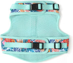 Mile High Life Dog Harness, Air Mesh Floral Vest Harness for 20 lbs Small Dogs & Cats, Easy Get on Adjustable Easy Closures Both Neck and Chest(Green Flower, M Chest 18"-20")