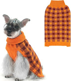 PUPTECK Dog Sweaters for Large Medium Small Dogs - Fall Classic Plaid Style Puppy Holiday Winter Coat Clothes Warm
