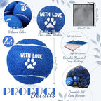 Soulchen 25 Pcs Wedding Favor Tennis Balls for Dogs 2.5 Inch with Love Paw Print Design Navy Blue Dog Toys Balls with Black Mesh Bag for Pet Training Exercise Fetch