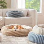 MIXJOY Dog Beds Large Sized Dogs, Washable Dogs Bed with Removable Cover, Cozy Donut Dog Ded Fluffy Plush Faux Fur Pet Bed with Anti-Slip Bottom, 36"x36"x10", White