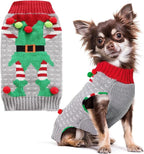 PETCARE Dog Christmas Sweater Ugly Elf Clown Cat Sweater Vest Pet Jumper Grey Green Holiday Dog Clothes Puppy Sweaters for Small Medium Large Dogs Cats Fall Winter Outfits Xmas Dogs Costume,XX-Small