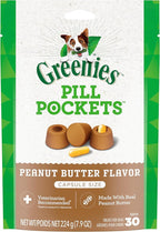 Greenies Pill Pockets for Dogs Large Size, Soft Dog Treats, with Real Peanut Butter, 7.9 oz. Pouch (30 Treats)