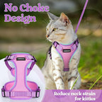 rabbitgoo Cat Harness and Leash Set, Escape Proof Soft Adjustable Vest Harnesses for Outdoor Walking, Easy Control Breathable Kitten Jacket with Reflective Strips, Pink & Purple, XXS