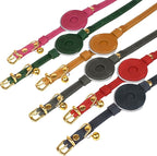 OOPSDOGGY Reflective Leather AirTag Cat Collar with Bell - Non Breakaway Adjustable Pet Collar with Apple Air Tag Holder - Lightweight GPS Kitten Collars for Small Dogs Puppy (Burgundy)