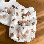 Cute Pet Apparel Plush Bear Pattern Cartoon Dog Clothes All Season Sleeveless Puppy Kitten Pullover Soft Skin-Friendly (White1, M (4.4-7.7lbs))