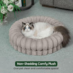 BALANCE Luxury Donut Dog Bed, 23 Inches Round Dog Beds for Small Dogs Washable, Orthopedic Calming Pet Bed for Puppy and Cats with Anti-Slip Bottom, Oatmeal