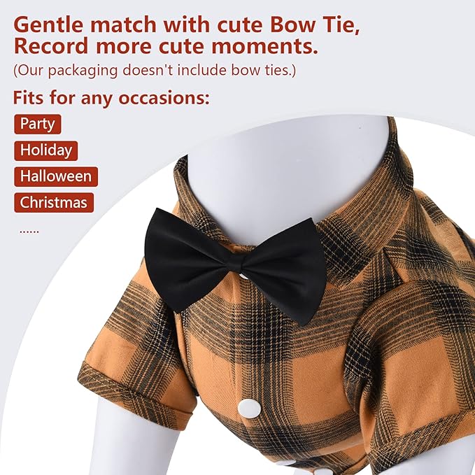 Koneseve Dog Shirt Plaid Dog Clothes for Small Dogs Boy Girl Cat Clothes Soft Puppy Outfit Adorable Pet T-Shirts Kitten Grid Costume Apparel Thanksgiving Christmas Clothing (Yellow; XS/Extra Small)