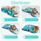 Cat Grooming Wrap, Cat Wrap for Cutting Nails, Self-Adherent Fabric Wrap for Cats, Cat Burrito Wrap Anti-Scratch, Anti-Escape, Multifunctional Swaddle Wrap Pet Tool 21.6×21.6"