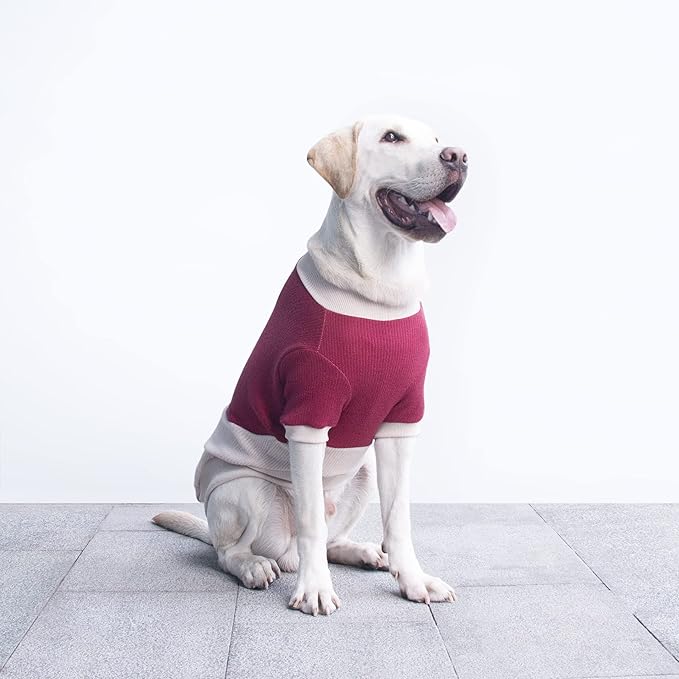 Extra Large Dog Sweaters Warm Clothes Pullover Sweatshirts for Labrador Rottweiler Great Dane, Dark Red Beige, 8X-Large