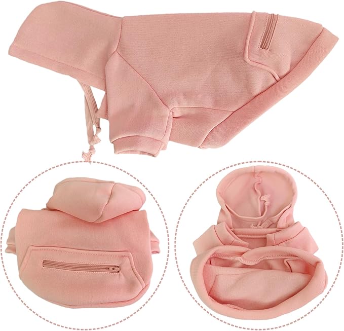 Jecikelon Pet Dog Cold Weather Coat with Pocket Winter Dog Hoodie Warm Puppy Clothes for Small Dogs Chihuahua Clothing (Pink, X-Small)