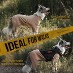 OneTigris Dog Pajamas - Breathable Modal Stretch Dog Clothes, Four-Legged Cold Weather Clothes, Anti-Shedding Suit Onesie with Back Locking Zipper and Adjustable Chest Drawcord