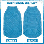 Mihachi Turtleneck Dog Sweater - Winter Coat Apparel Classic Cable Knit Clothes with Leash Hole for Cold Weather, Ideal Gift for Pet in New Year Lake Blue