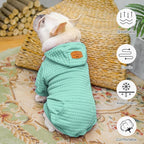 BEAUTYZOO Small Dog Hoodie Sweater with Pockets, Dog Clothes for Small Medium Dogs Boy Girl, Waffle-Like Laminated Cotton Pet Coats with Hat and Leash Hole, Mint Green ML