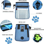 Dog Treat Pouch - 3 Ways to Wear Treat Pouches for Pet Training and 2 Pieces Clicker Taining for Dogs, Dog Training Treat Pouch Bag and Dog Clicker for Training with Waist Belt Shoulder Strap - Blue