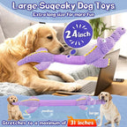 Interactive Tug of War Dog Toys for Small to Large Breeds-Squeaky Plush Puppy Toys with Crinkle Paper, Stuffed Chew Dog Toys to Keep Them Busy, Training Reward Gift (Purple)