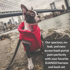 DJANGO Reversible Puffer Dog Coat – Warm Winter Dog Jacket & Water-Repellent Insulated Dog Coat with Harness Hole, Windproof, Adjustable Fit for Small & Medium Dogs, Dachshunds – Lava Red, Small