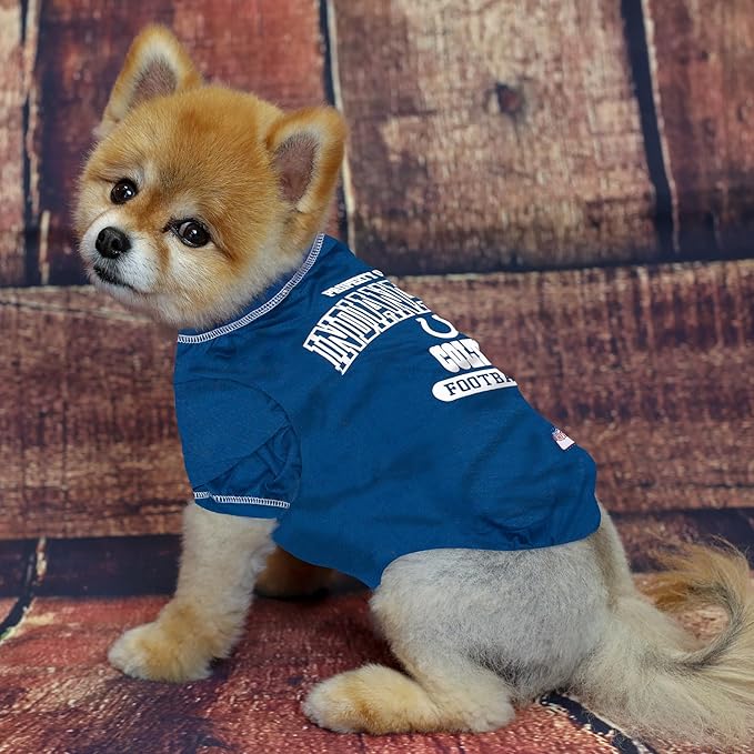 NFL Indianapolis Colts Dog T-shirt Small. - Licensed Shirt for Pets Team Colored with Team Logos- Premium Stretchable Materials for the comfort of your Dog & Cat