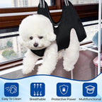 Pet Grooming Hammock for Cats & Dogs, Breathable Mesh Dog Hanging Harness for Nail Trimming, Grooming, Bathing Includes S Hooks, Dog Hammock/Grooming Sling, Pet Grooming Sling Helper(Black,M)