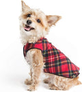 Goldpaw Stretchy Fleece Jacket for Small Dogs - Super Soft, Warm Dog Sweater - Pet Sweater Vest for Fall and Winter - Canine Clothes Made in The USA - Machine Washable - Red Classic Plaid - Size 12
