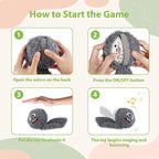 PETGEEK Interactive Squeaky Dog Toy, Upgraded Automatic Moving Vibrating Dog Ball with Plush Cover, 900mAh Rechargeable Bouncing Ball with Recording Music Mode, Crinkle Dog Toy for Pet Boredom, Grey