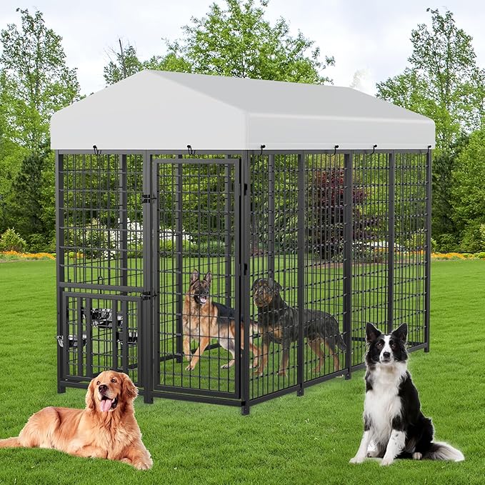 ROOMTEC Large Dog Kennel Outdoor Pet Pens Dogs Run (8 x 4 x5.6-ft)