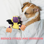 GOOLA Purple Dragon Dog Toy, Plush Squeaky Toy for Large Breeds, Interactive Fun with 5 Squeakers, Chew Toys for Puppies & Adult Dogs