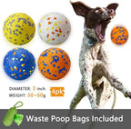4Pcs Super Bouncy Dog Balls, Fun Indestructible Tennis Balls for Aggressive Chewers, Durable Floating Fetch Toys for Medium and Large Dogs with Lifetime Replacement