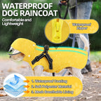 SlowTon Dog Raincoat Waterproof - Dog Rain Jacket with Harness and Hood Lightweight, Reflective Dogs Rain Coat for Large Medium Small Dogs Girl Boy Puppy Poncho Pet Clothes (Yellow, XS)