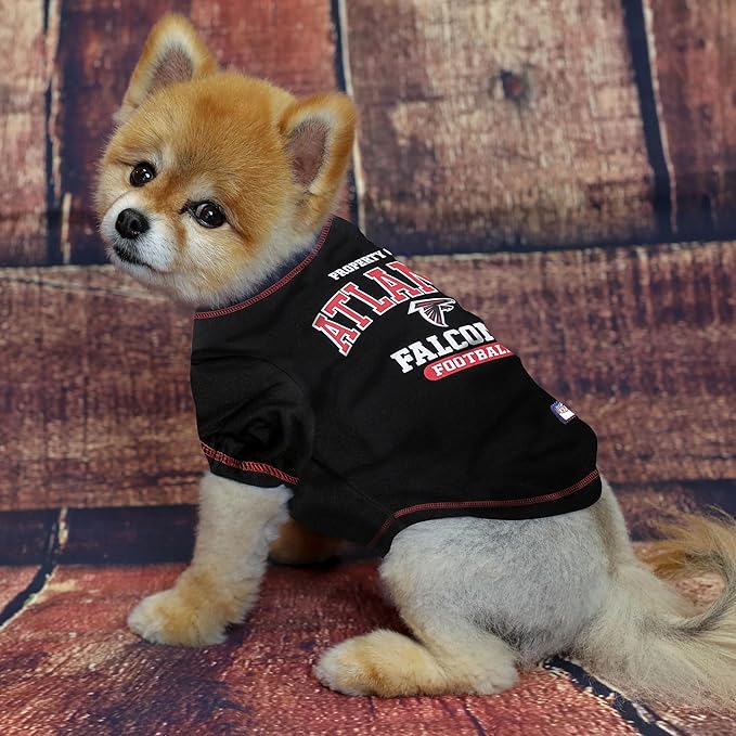 NFL Atlanta Falcons Dog T-shirt Medium. - Licensed Shirt for Pets Team Colored with Team Logos- Premium Stretchable Materials for the comfort of your Dog & Cat