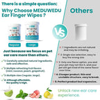 Ear Cleaner Finger Wipes 120 Counts, Dog Ear Cleaner, Grooming Kit Care for Dogs and Cats, Soft & Easy Otic Cleaning Pads, Remove Wax, Dirt & Stop Smelly, Itchy, Non-Irritating, Unscented