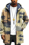 LIZALIG Long Hooded Cardigan Men Japanese Art Style Fashion Cool Graphic Coats Winter Warm Lined Fleece Jacket