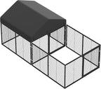 Outdoor Dog Kennel with Dog Fence for Medium/Small Dogs Anti-Rust Coating Cage with Roof All Weather Resistant Dog House with Double Locks