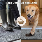 EHEYCIGA Super Absorbent Dog Door Mat for Muddy Paws 48x30 Inch Indoor, Front Doormat Outside Entrance, Quick Dry Chenille Washable Dog Crate Bed, Non-Slip Pet Rug Mud Mat Outdoor Entryway, Grey