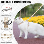 BEAUTYZOO Cat Harness and Leash Set Escape Proof for Walking, Kitten Soft Adjustable Vest Harnesses for Small Medium Large Cats, Easy Control Breathable Plaid Ribbon Nylon for Outdoor Indoor Use