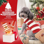 PETCARE Reindeer Christmas Dog Sweater Red Striped Cat Sweater Cartoon Elk Pet Vest Holiday Dog Clothes Puppy Sweaters for Small Medium Large Dogs Cats Fall Winter Outfits Xmas Dogs Costume,Small