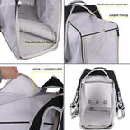 halinfer Dual Extension Pet Backpack Carrier for Large Cat and Small Puppy up to 20 Pounds, Clear Space Capsule Astronaut Transparent Bubble Window Pet Vet Travel Visit Bag