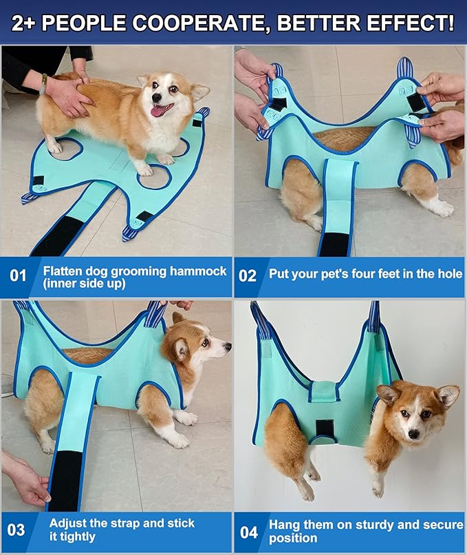 Dog Pet Grooming Hammock,S Hanging Harness for Nail Clipping,Trimming Cutting Hammock, Sling Holder Helper for Small Dogs, Grooming Restraint Bag with Wide Strap Sewed