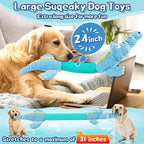 Interactive Tug of War Dog Toys for Small to Large Breeds-Squeaky Plush Puppy Toys with Crinkle Paper, Stuffed Chew Dog Toys to Keep Them Busy, Training Reward Gift (Blue)