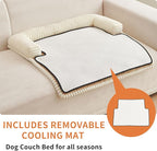 HAOMAIJIA Dog Couch Bed for Large Dogs, Non Slip Pet Couch Covers for Sofa Thick Soft Washable Dog Couch Cover Protector All Seasons Universal Dogs and Cats Bed Mat (Khaki, Large)