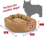 Majestic Pet 24 Inch Bagel Calming Dog Bed Washable – Cozy Soft Round Pet Bed with Spine Support for Dogs to Rest their Head - Fluffy Donut Puppy Bed 24x19x7 (Inch) - Small – Khaki